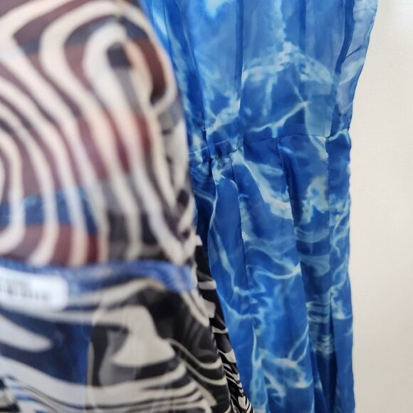 Stella Jean Silk Sheer Maxi Dress Pool Cover Summer Short Sleeve Button Up - Picture 10 of 11